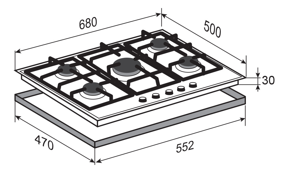 Схема встраивания с размерами