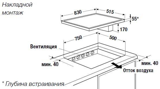 Схема встраивания с размерами