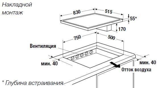 Схема встраивания с размерами