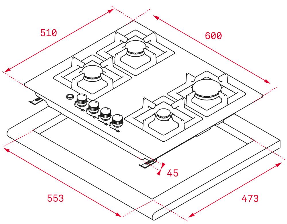 Схема встраивания с размерами