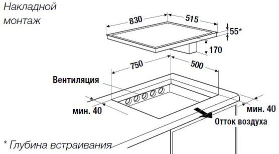 Схема встраивания с размерами