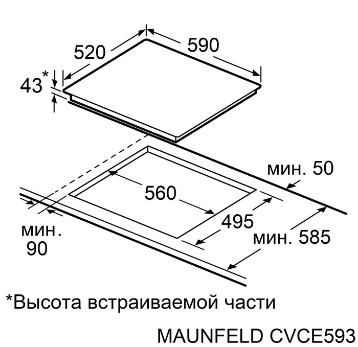 Индукционная варочная панель Maunfeld CVI593SFBK LUX Inverter схема с ...