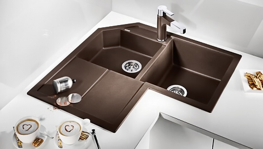 Угловые двойные мойки Угловые двойные мойки