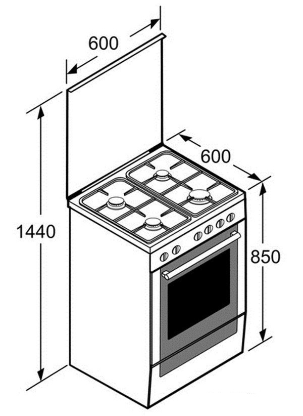 Размер газовых плит с крышкой