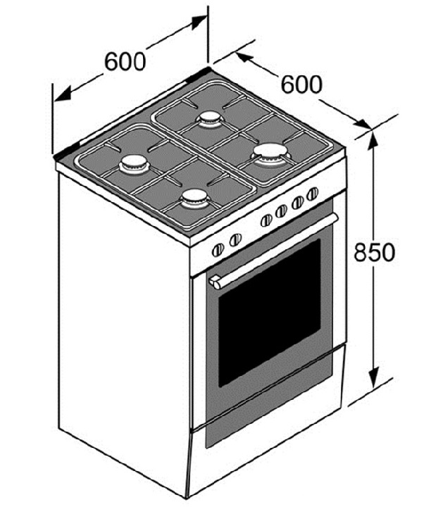 Стандартные размеры газовой плиты