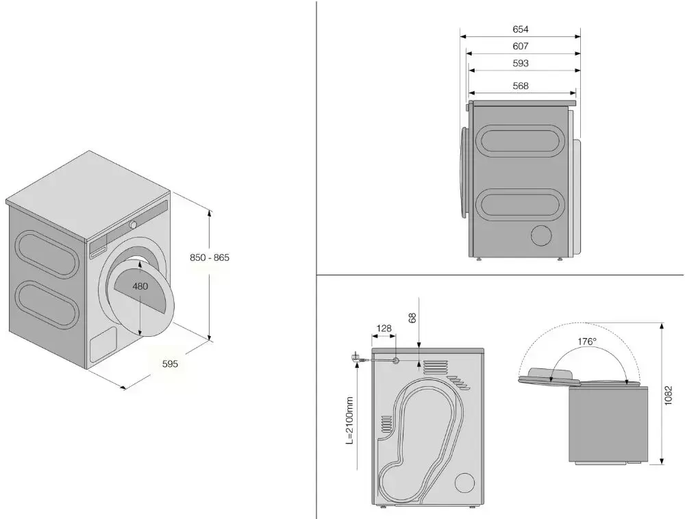 Размеры сушильных машин Asko