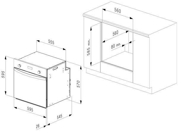 Размеры духовых шкафов