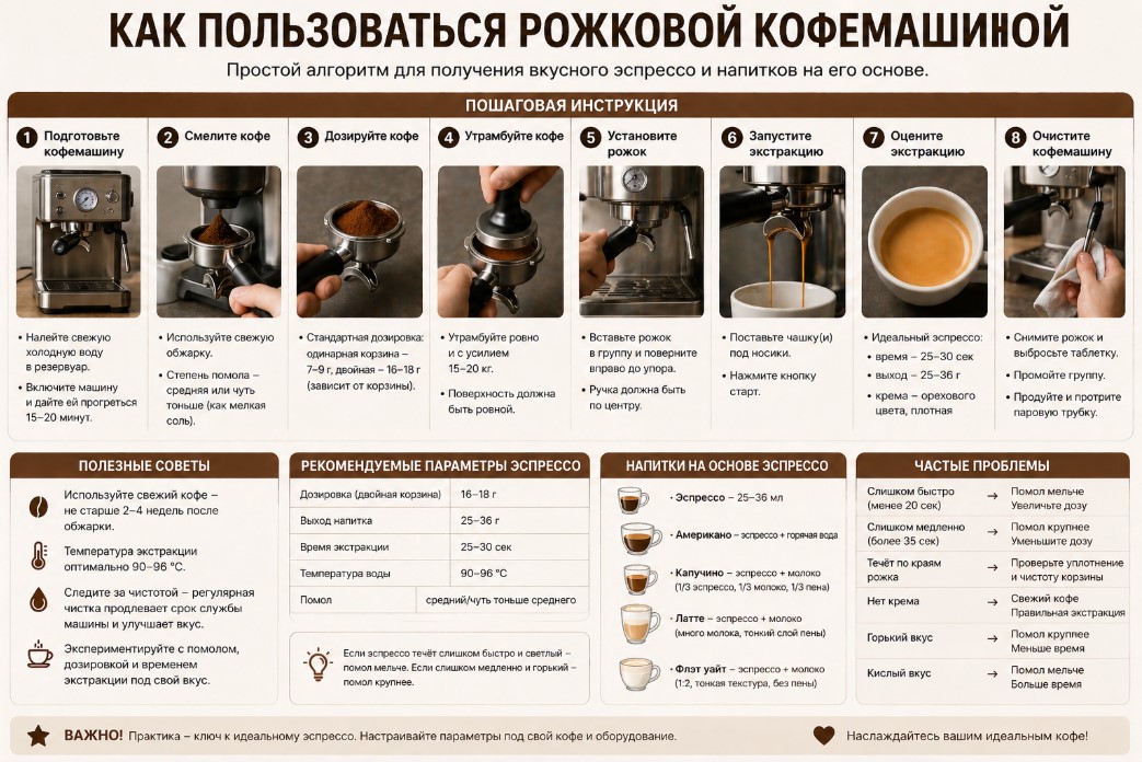 Как пользоваться рожковой кофемашиной Как пользоваться рожковой кофемашиной