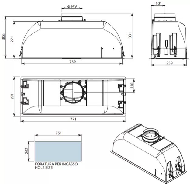 Встраиваемая вытяжка Falmec GRUPPO INCASSO PLUS 70 IX (фото 6) Встраиваемая вытяжка Falmec GRUPPO INCASSO PLUS 70 IX (preview 6)