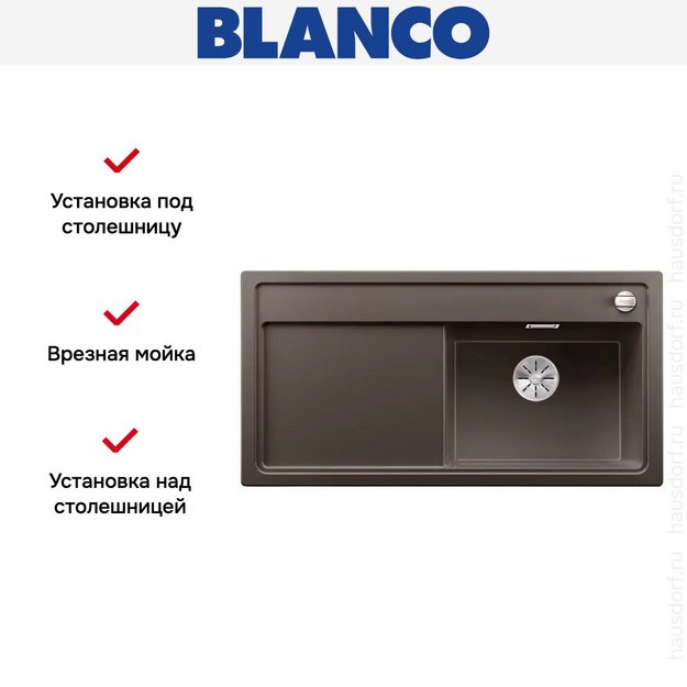 Мойка Blanco ZENAR XL 6 S чаша справа, доска стекло клапан-автомат InFino® кофе (фото 3) Мойка Blanco ZENAR XL 6 S чаша справа, доска стекло клапан-автомат InFino® кофе (preview 3)