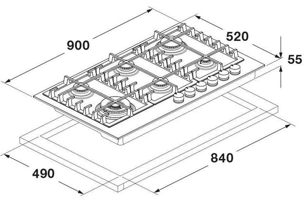 Варочная панель Fulgor Milano FUH 906 G DWK MBK (фото 9) Варочная панель Fulgor Milano FUH 906 G DWK MBK (preview 9)
