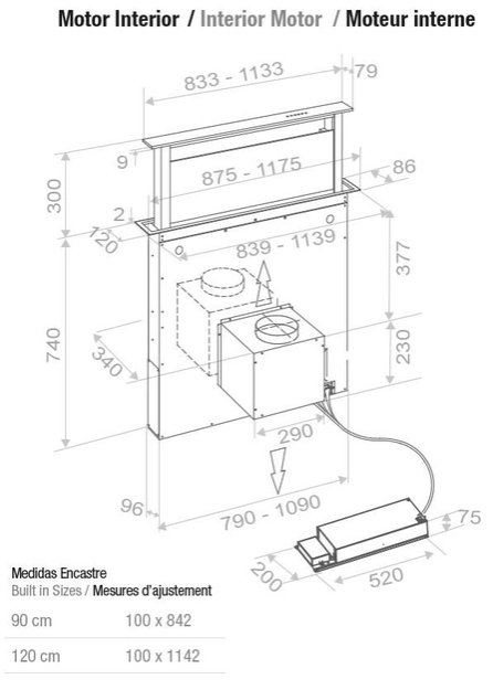 Встраиваемая в столешницу вытяжка Pando E-320/90 INOX CT V.1200 (фото 4) Встраиваемая в столешницу вытяжка Pando E-320/90 INOX CT V.1200 (preview 4)