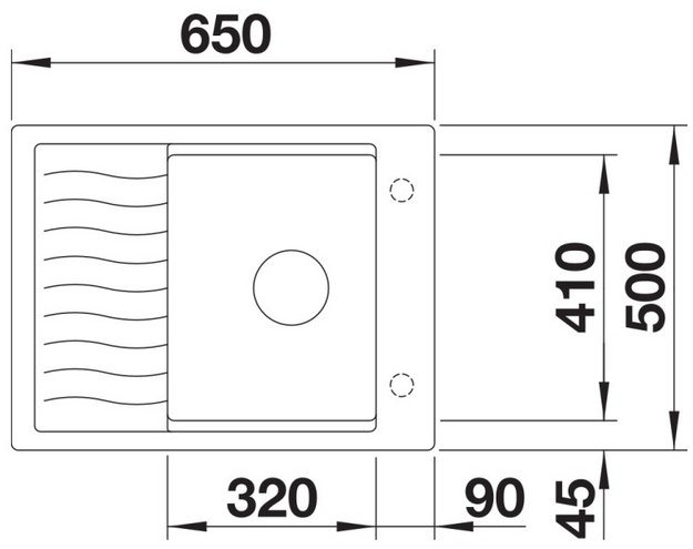 Мойка BLANCO ELON 45 S Silgranit черный, клапан-автомат (preview 2)