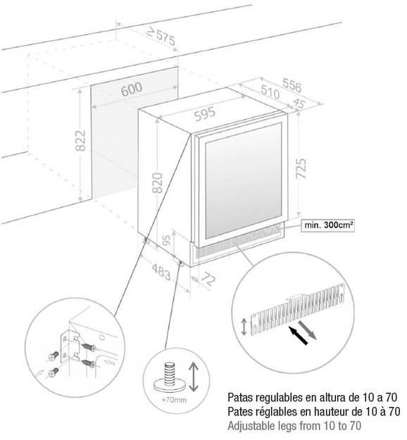 Встраиваемый винный шкаф Pando PVMBP 60-45 PAR (фото 3) Встраиваемый винный шкаф Pando PVMBP 60-45 PAR (preview 3)