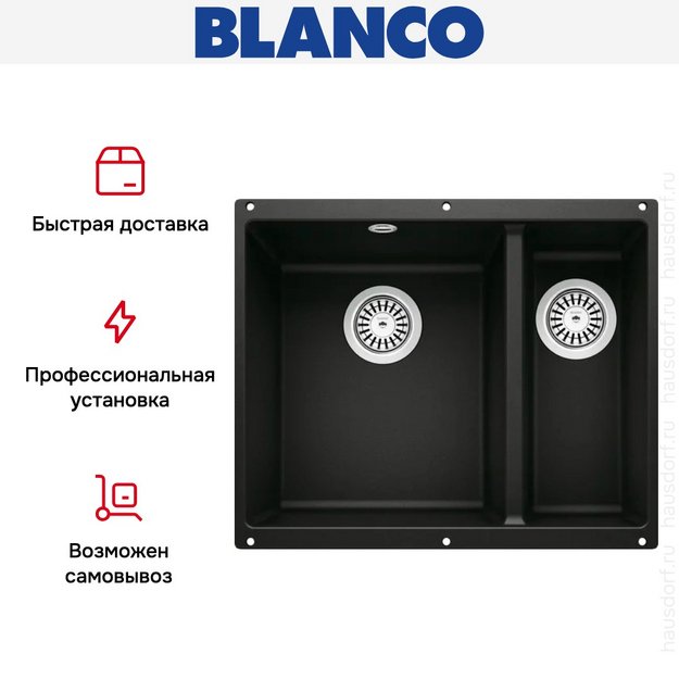 Мойка Blanco ROTAN 340/160-U Silgranit черный (preview 7)