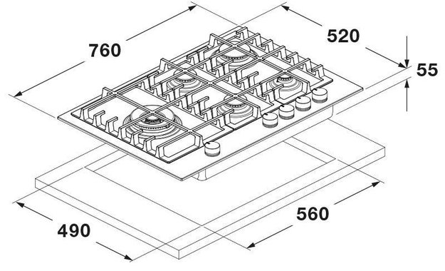 Варочная панель Fulgor Milano FUH 755 G DWK MBK (фото 10) Варочная панель Fulgor Milano FUH 755 G DWK MBK (preview 10)