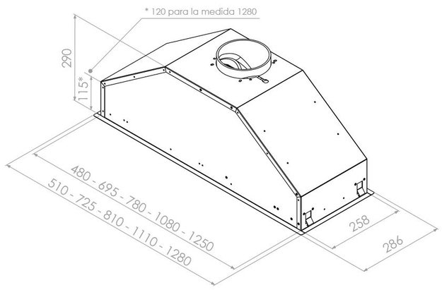 Встраиваемая вытяжка Pando GTI/810 INOX V.850 SEC (preview 3)