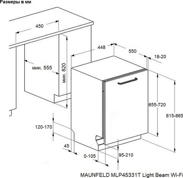 Встраиваемая посудомоечная машина Maunfeld MLP45331T Light Beam Wi-Fi (preview 16)