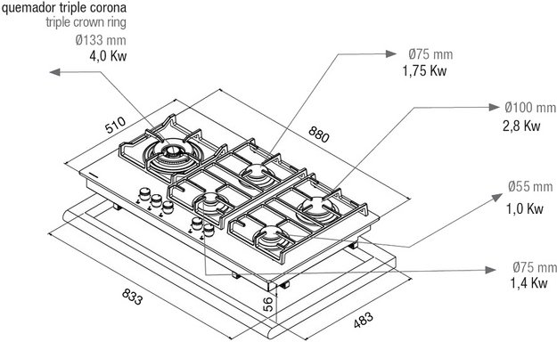 Газовая варочная панель Pando PGA-4491 (preview 5)