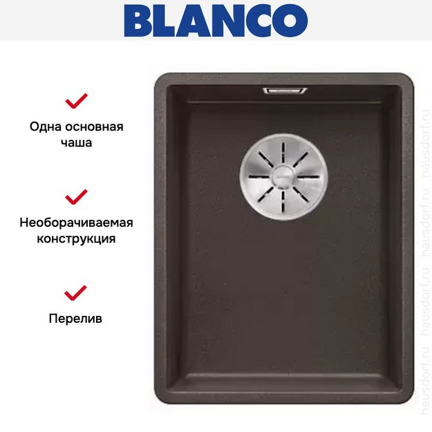 Мойка Blanco SUBLINE 320-F отводная арматура InFino® кофе (фото 3) Мойка Blanco SUBLINE 320-F отводная арматура InFino® кофе (preview 3)