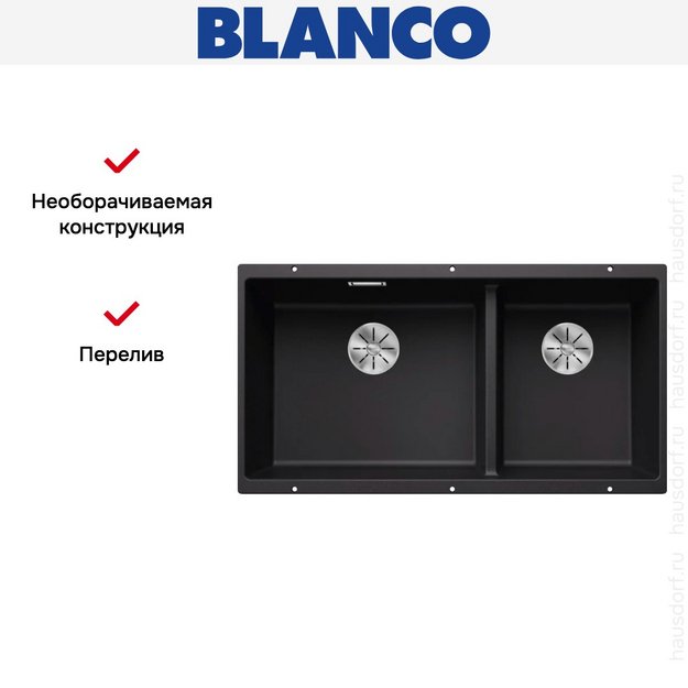 Мойка BLANCO SUBLINE 480/320-U Silgranit черный (preview 9)