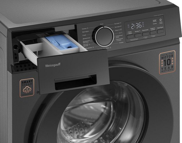 Стиральная машина Weissgauff WM 601411 Inverter Steam Grey (preview 7)