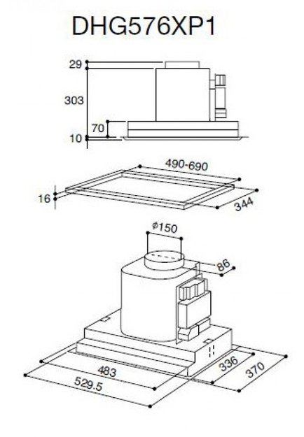 Вытяжка De Dietrich DHG 576 XP 1 (фото 2) Вытяжка De Dietrich DHG 576 XP 1 (preview 2)