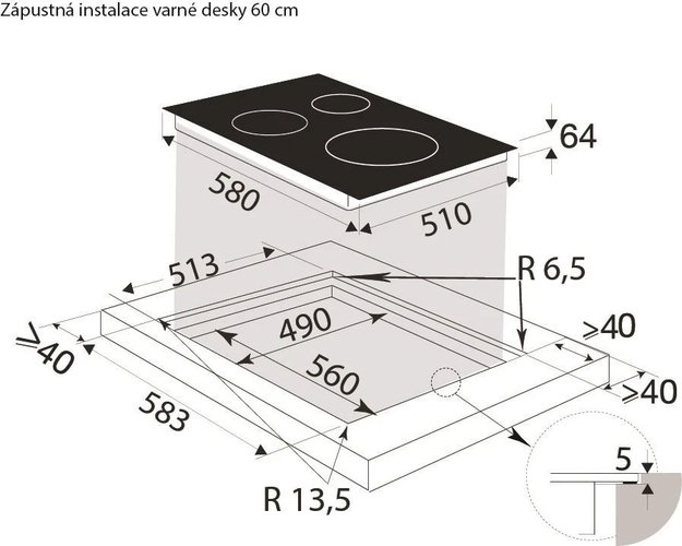 Индукционная варочная панель Brandt BPI6427B (фото 3) Индукционная варочная панель Brandt BPI6427B (preview 3)