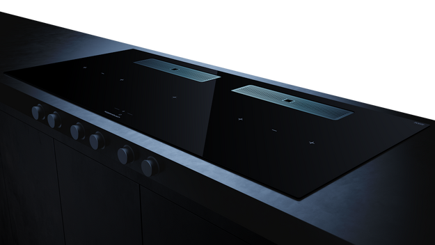 Индукционная варочная поверхность с вытяжкой Kuppersbusch с чёрными ручками KMI 12850.0 SR-S Stainless steel (preview 3)