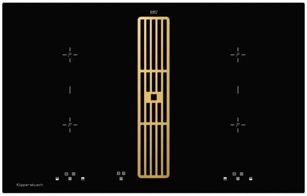 Индукционная варочная панель с вытяжкой Kuppersbusch KMI 8500.0 SR Gold (фото 1) Индукционная варочная панель с вытяжкой Kuppersbusch KMI 8500.0 SR Gold (preview 1)