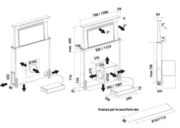 Встраиваемая вытяжка Falmec Down Draft 120 vetro ECP black (фото 5) Встраиваемая вытяжка Falmec Down Draft 120 vetro ECP black (preview 5)