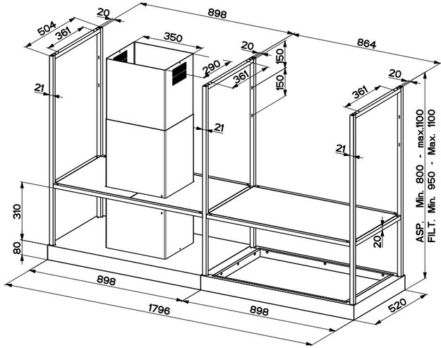Вытяжка Faber T-SHELF EV8 BK MATT A180 (фото 2) Вытяжка Faber T-SHELF EV8 BK MATT A180 (preview 2)