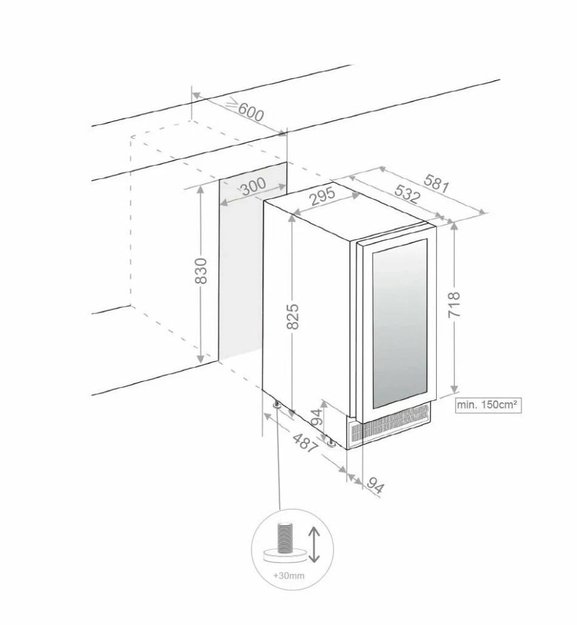 Встраиваемый винный шкаф Pando PVZB 30-16XL (фото 3) Встраиваемый винный шкаф Pando PVZB 30-16XL (preview 3)