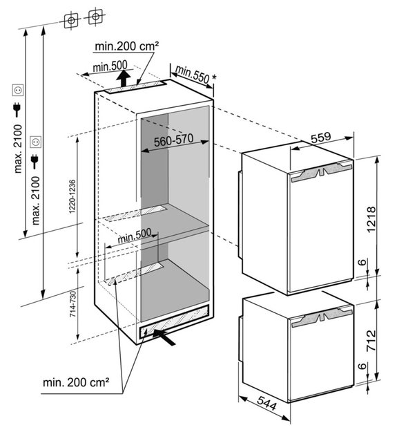 Встраиваемый холодильник Liebherr SBS 33I2 (комбинация из моделей IK 2320 и IG 1024) (фото 9) Встраиваемый холодильник Liebherr SBS 33I2 (комбинация из моделей IK 2320 и IG 1024) (preview 9)