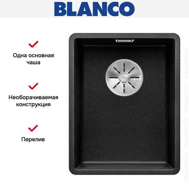 Мойка Blanco SUBLINE 320-F отводная арматура InFino® антрацит (preview 3)