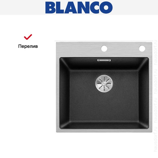 Мойка Blanco SUBLINE 500-IF/A клапан-автомат InFino® антрацит (preview 5)