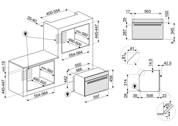 Духовой шкаф комбинированный с пароваркой Smeg SF4604PVCNR1 (фото 7) Духовой шкаф комбинированный с пароваркой Smeg SF4604PVCNR1 (preview 7)