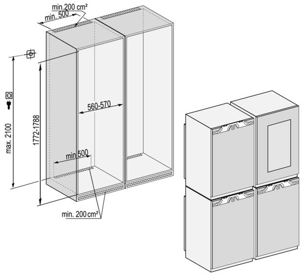 Встраиваемый холодильник Side-by-Side Liebherr SBSWdf 64I5 BioFresh NoFrost (фото 3) Встраиваемый холодильник Side-by-Side Liebherr SBSWdf 64I5 BioFresh NoFrost (preview 3)