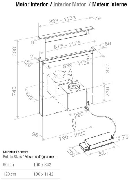 Встраиваемая в столешницу вытяжка Pando E-320/90 IX-CR.TOUCH V.1200 (фото 4) Встраиваемая в столешницу вытяжка Pando E-320/90 IX-CR.TOUCH V.1200 (preview 4)