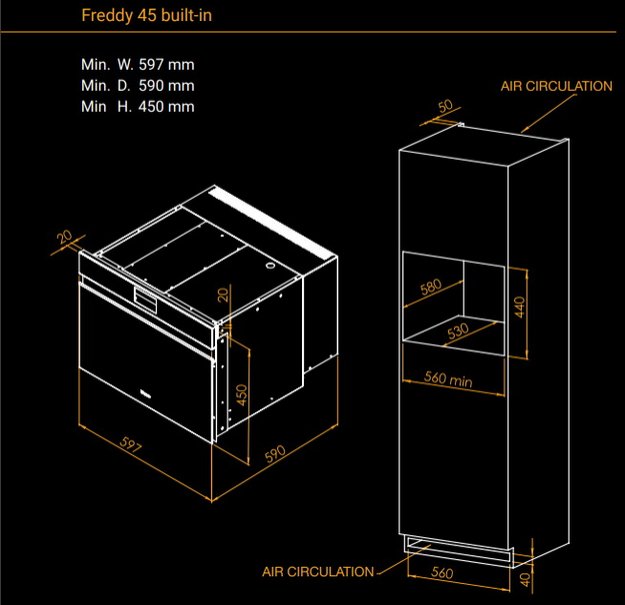 Встраиваемый шкаф шоковой заморозки Irinox Freddy 45 HF452350022 (под навесную панель/черный) (фото 11) Встраиваемый шкаф шоковой заморозки Irinox Freddy 45 HF452350022 (под навесную панель/черный) (preview 11)