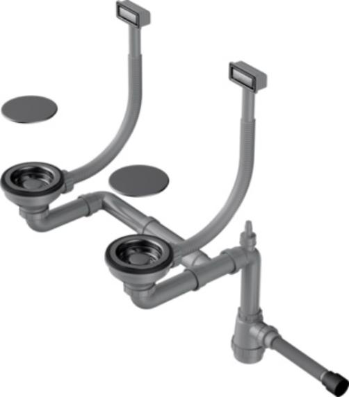 Арматура для двухчашевых моек с прямоугольными переливами Omoikiri WK-2C GM (фото 1) Арматура для двухчашевых моек с прямоугольными переливами Omoikiri WK-2C GM (preview 1)