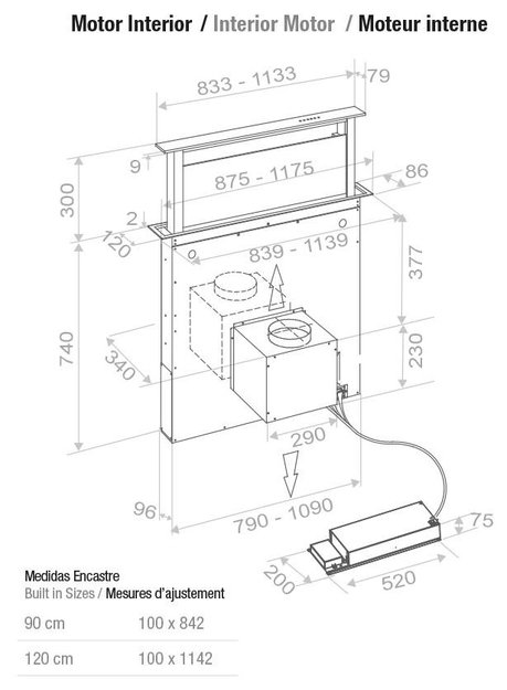 Встраиваемая в столешницу вытяжка Pando E-320/120 INOX V.2000 (фото 4) Встраиваемая в столешницу вытяжка Pando E-320/120 INOX V.2000 (preview 4)