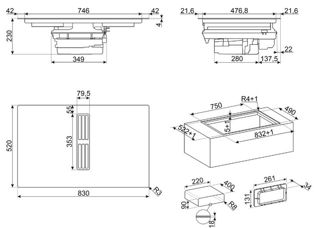 Варочная панель со встроенной вытяжкой Smeg HOBD482D2 (фото 2) Варочная панель со встроенной вытяжкой Smeg HOBD482D2 (preview 2)