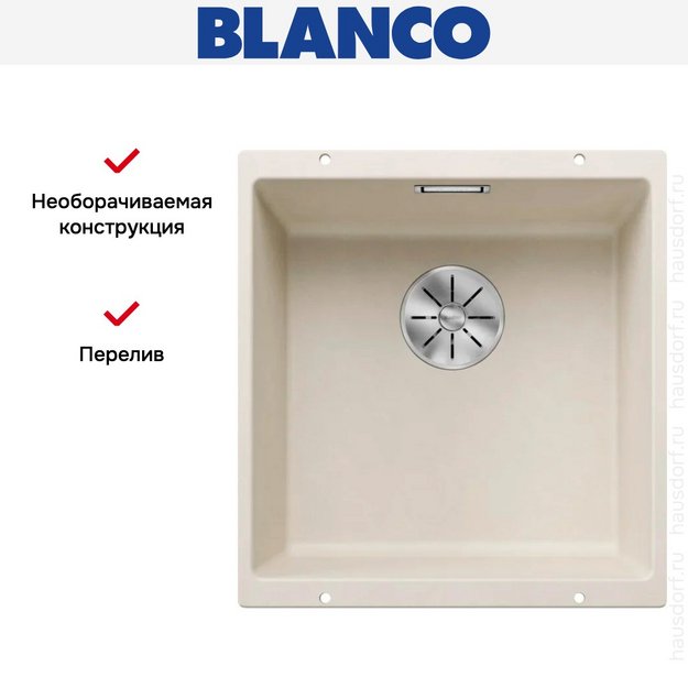 Мойка BLANCO SUBLINE 400-U Silgranit мягкий белый (preview 11)