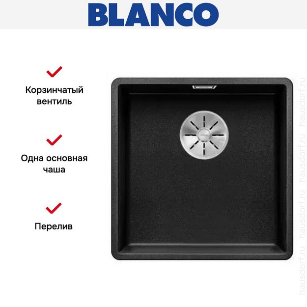 Мойка Blanco SUBLINE 400-F отводная арматура InFino® антрацит (фото 3) Мойка Blanco SUBLINE 400-F отводная арматура InFino® антрацит (preview 3)