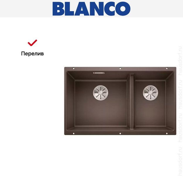 Мойка Blanco SUBLINE 430/270-U с отводной арматурой InFino® кофе (фото 8) Мойка Blanco SUBLINE 430/270-U с отводной арматурой InFino® кофе (preview 8)