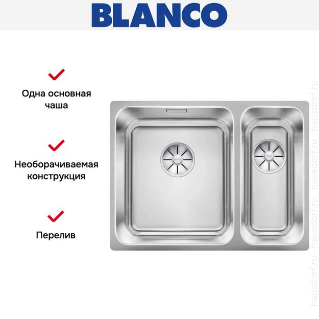 Мойка BLANCO SOLIS 340/180-U нержавеющая сталь, чаша слева (preview 5)