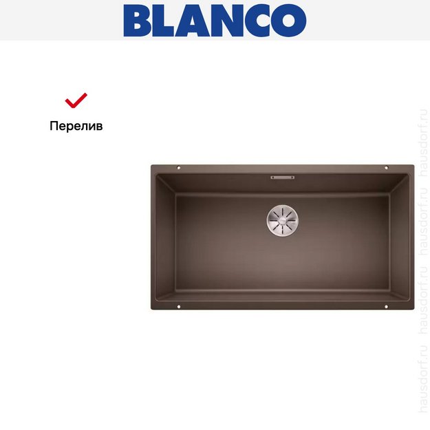 Мойка Blanco SUBLINE 800-U отводная арматура InFino® кофе (фото 8) Мойка Blanco SUBLINE 800-U отводная арматура InFino® кофе (preview 8)