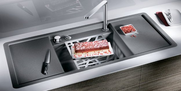 Мойка Blanco ALAROS 6S (с черной доской) SILGRANIT клапан-автомат InFino® жасмин (preview 2)