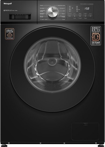 Стиральная машина Weissgauff WM 45127 Direct Drive Inverter Steam Black (preview 1)